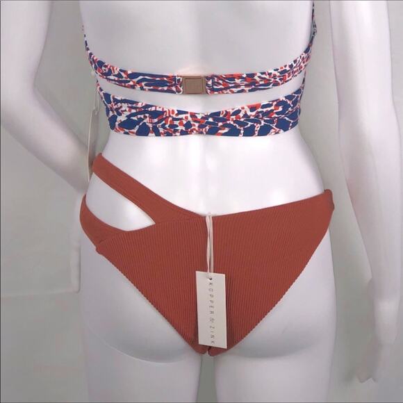 Kopper&Zink Wild Thing Strappy Halter Top & Rib Terracotta Side Strap Bottom SzM - Picture 7 of 16